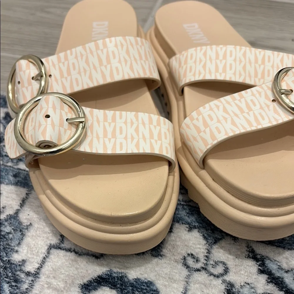 Girls' DKNY Girls Lucile Two Strap Sandals Gold Buckles